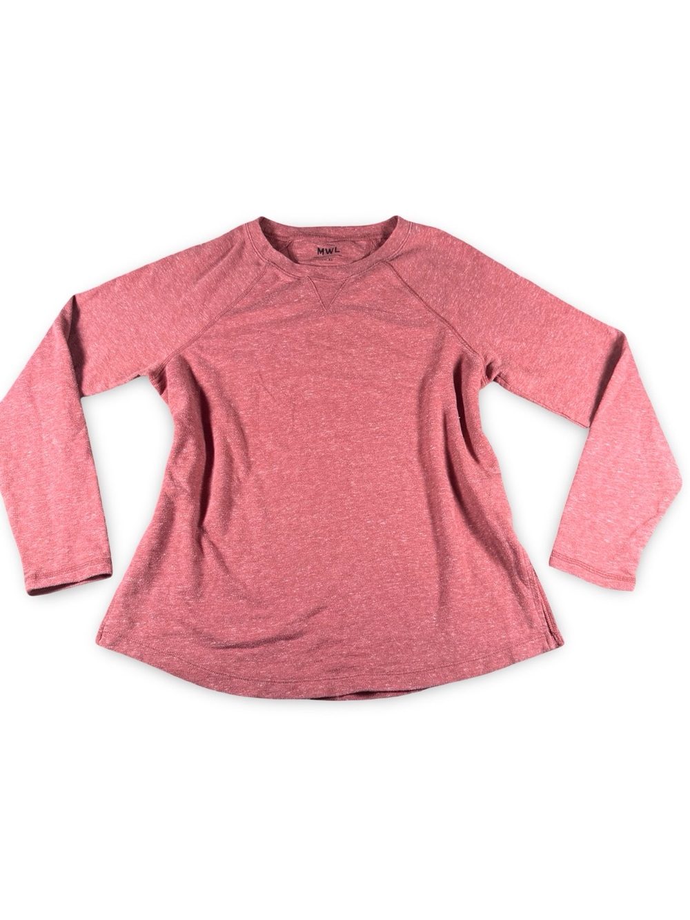 Madewell Womens XS Red Burgundy Cotton Long Sleeve Crewneck‎ T-Shirt Solid BIG